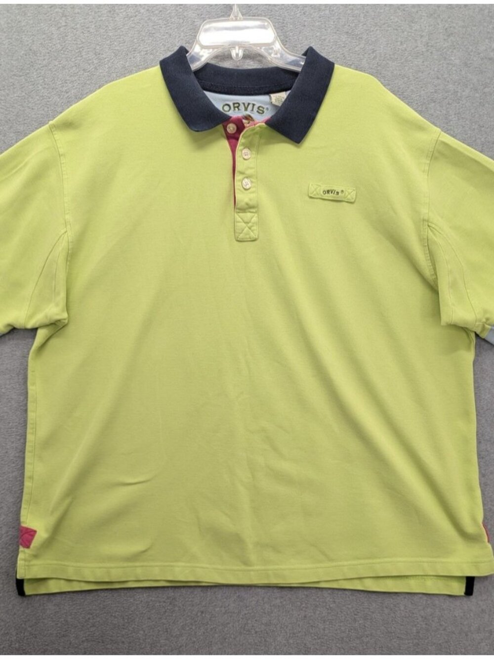 Orvis Polo Shirt Mens 2XL Green Colorblock Cotton Short Sleeve Casual